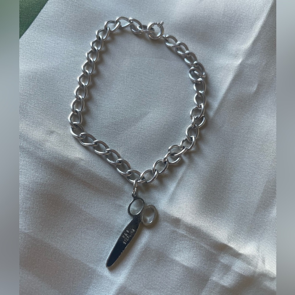 P&B Sterling Silver Bracelet w/ Tailor Scissor Charm